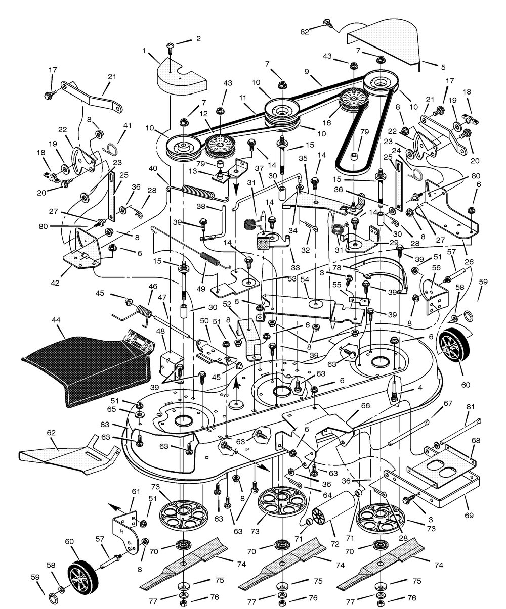 Mower Housing Diagram and Parts List for 465612X99A 2001 Briggs and Stratton Lawn Tractor